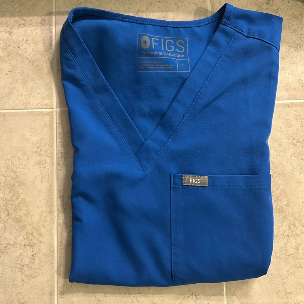 Figs Royal blue scrub top